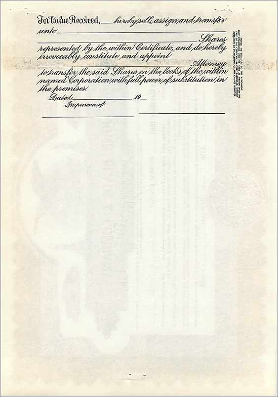 Partecipazione dell'azienda John Blair & Company — Delaware — n° B250 — Verso