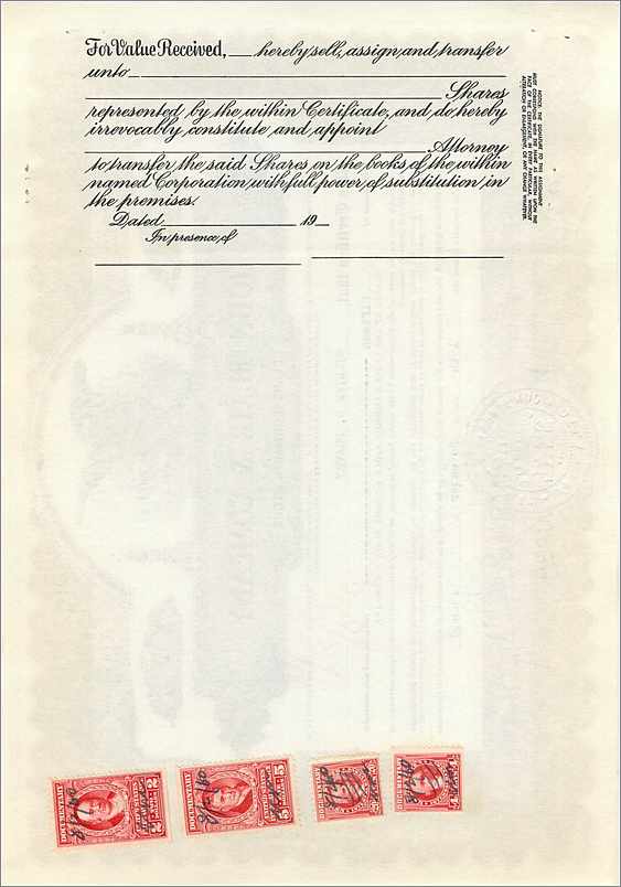 Aandelenbewijs van John Blair & Company — Delaware — nr. B-255 — Achterkant
