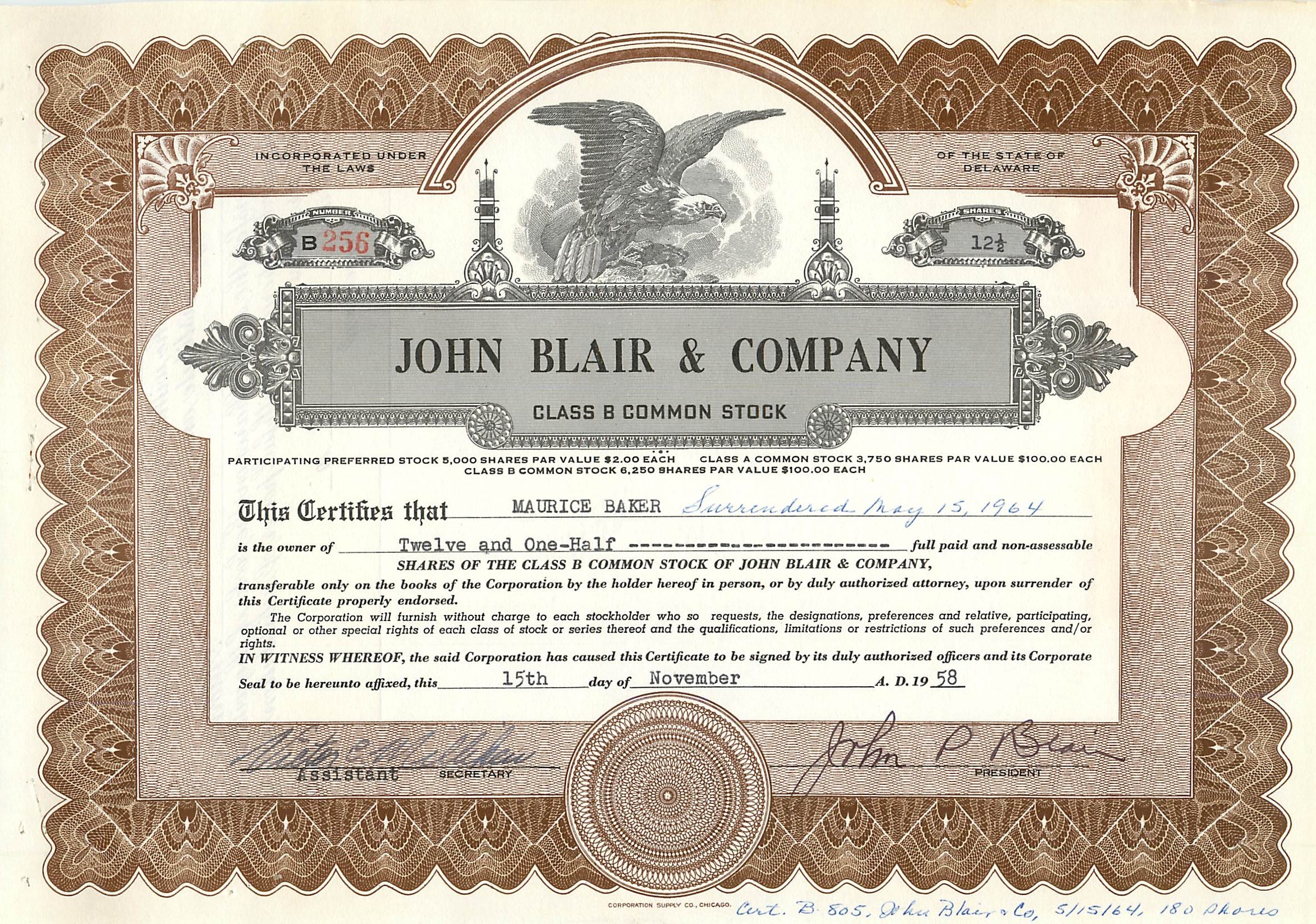 Coupon Share Action The John Blair & Company Eagle Aigle Oiseau