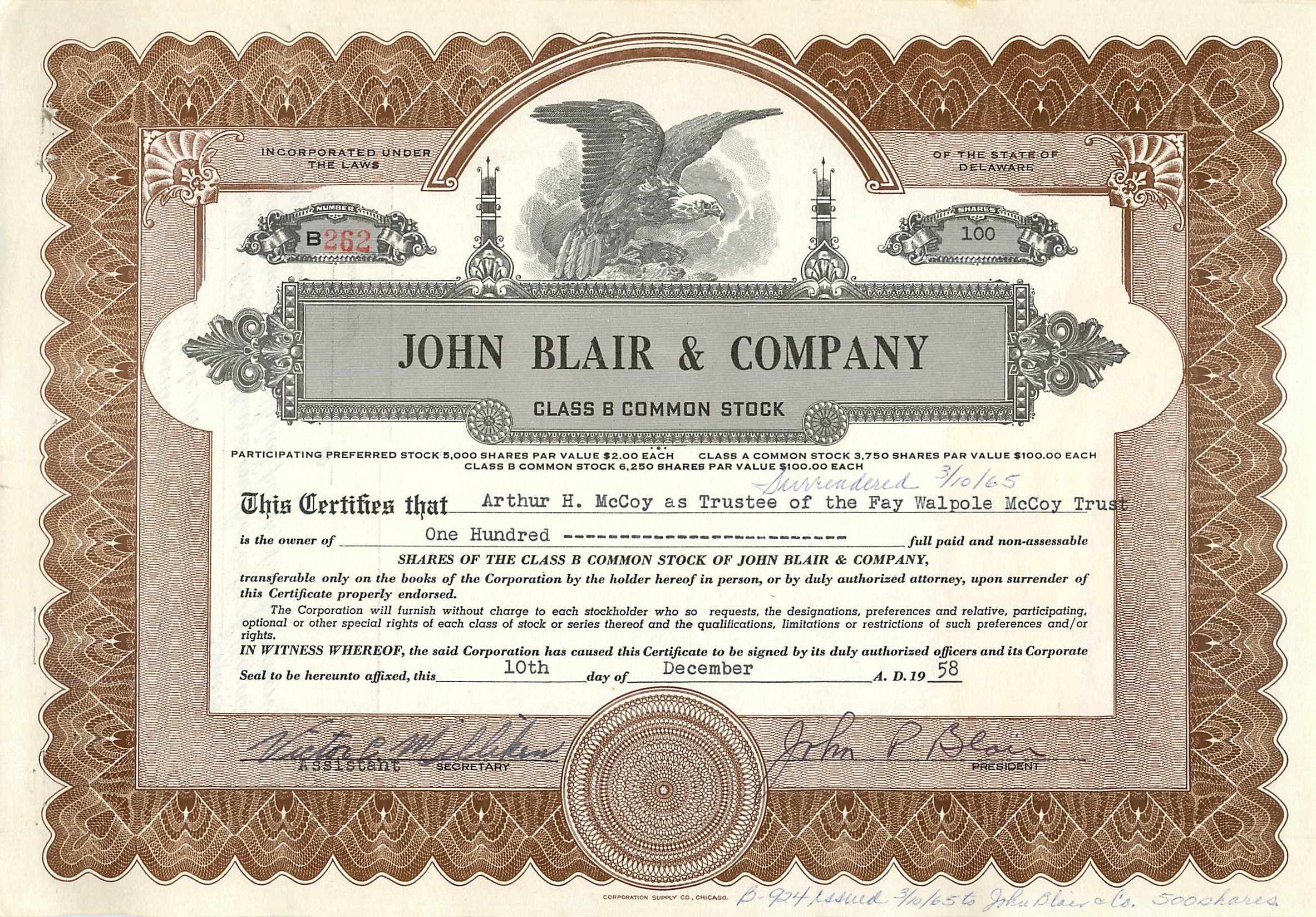 Coupon Share Action The John Blair & Company Eagle Aigle Oiseau