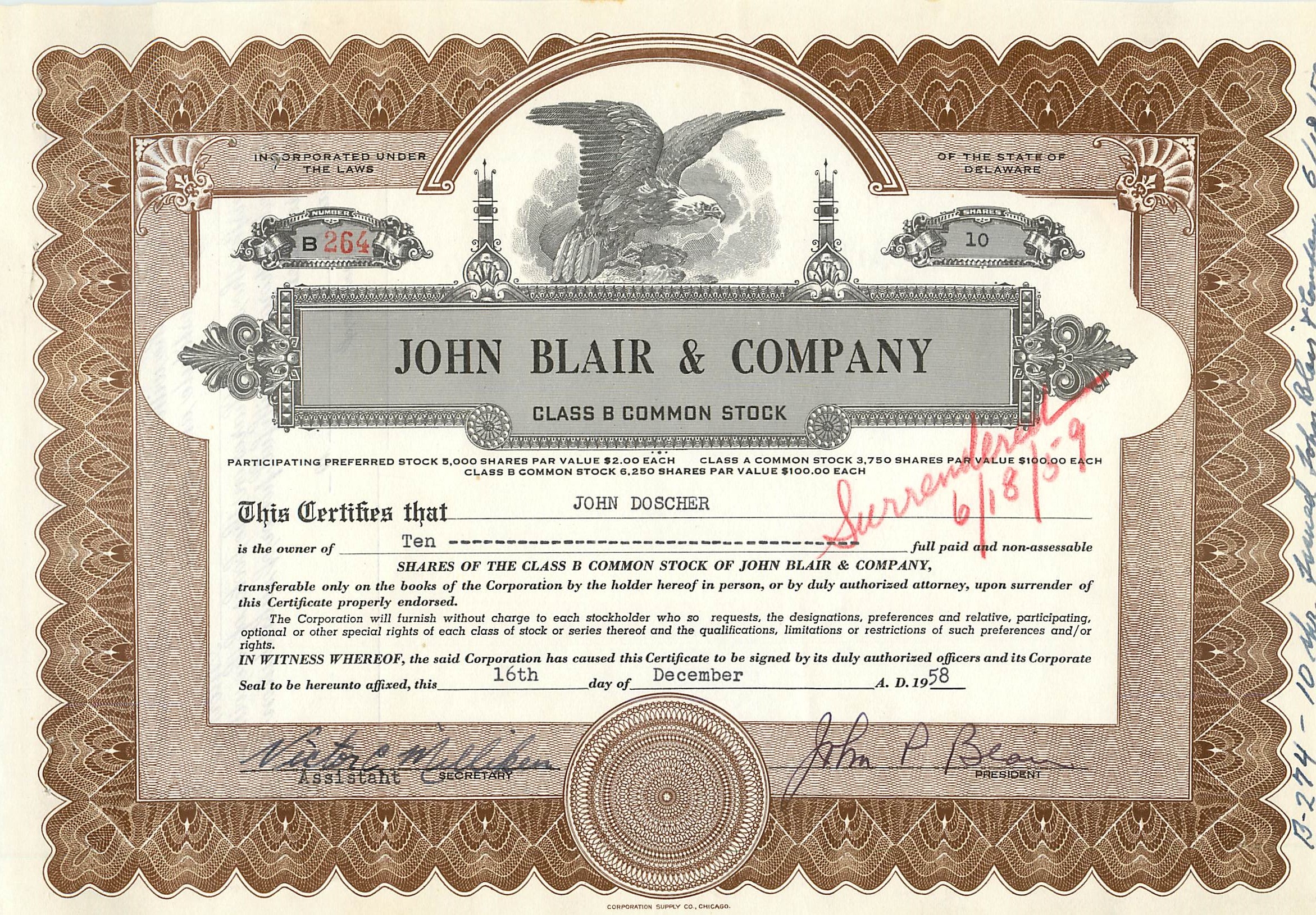 Coupon Share Action The John Blair & Company Eagle Aigle Oiseau