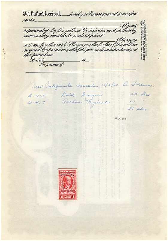 John Blair & Company — Action de la classe B — Corporation incorporée sous les lois de l'État de Delaware — N° B266 — Verso