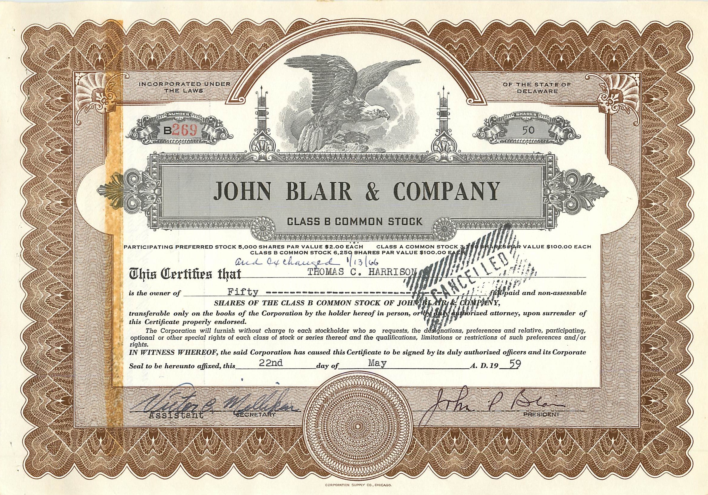 Coupon Share Action The John Blair & Company Eagle Aigle Oiseau