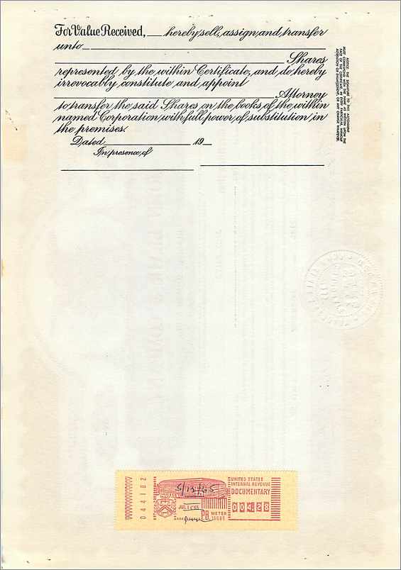 Certificat d'actions de la société John Blair & Company — Classe B — éditeur Corporation Co. Chicago — Back