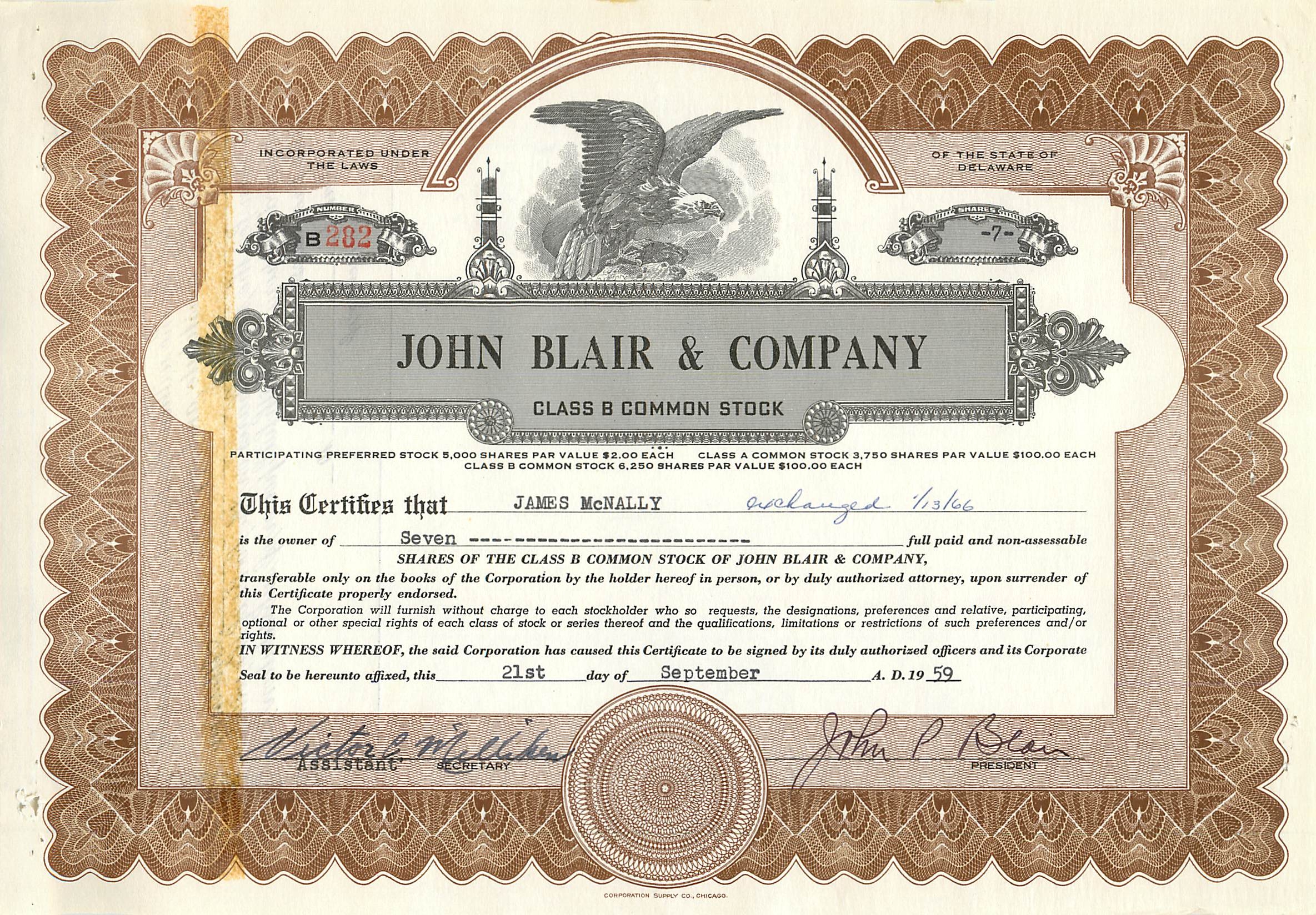 Coupon Share Action The John Blair & Company Eagle Aigle Oiseau