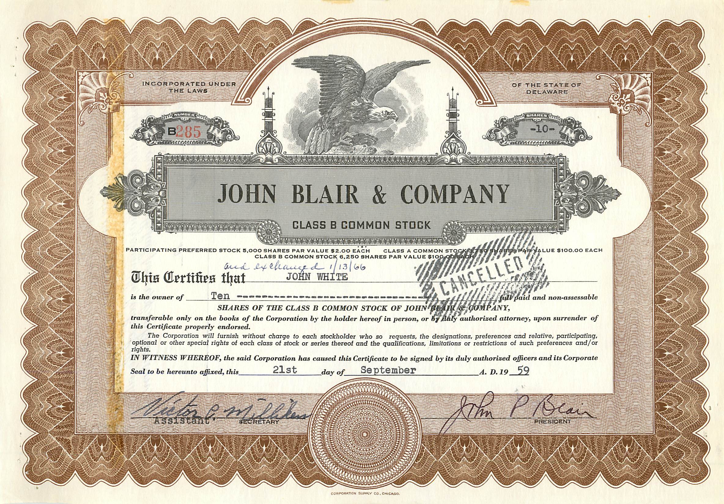 Coupon Share Action The John Blair & Company Eagle Aigle Oiseau