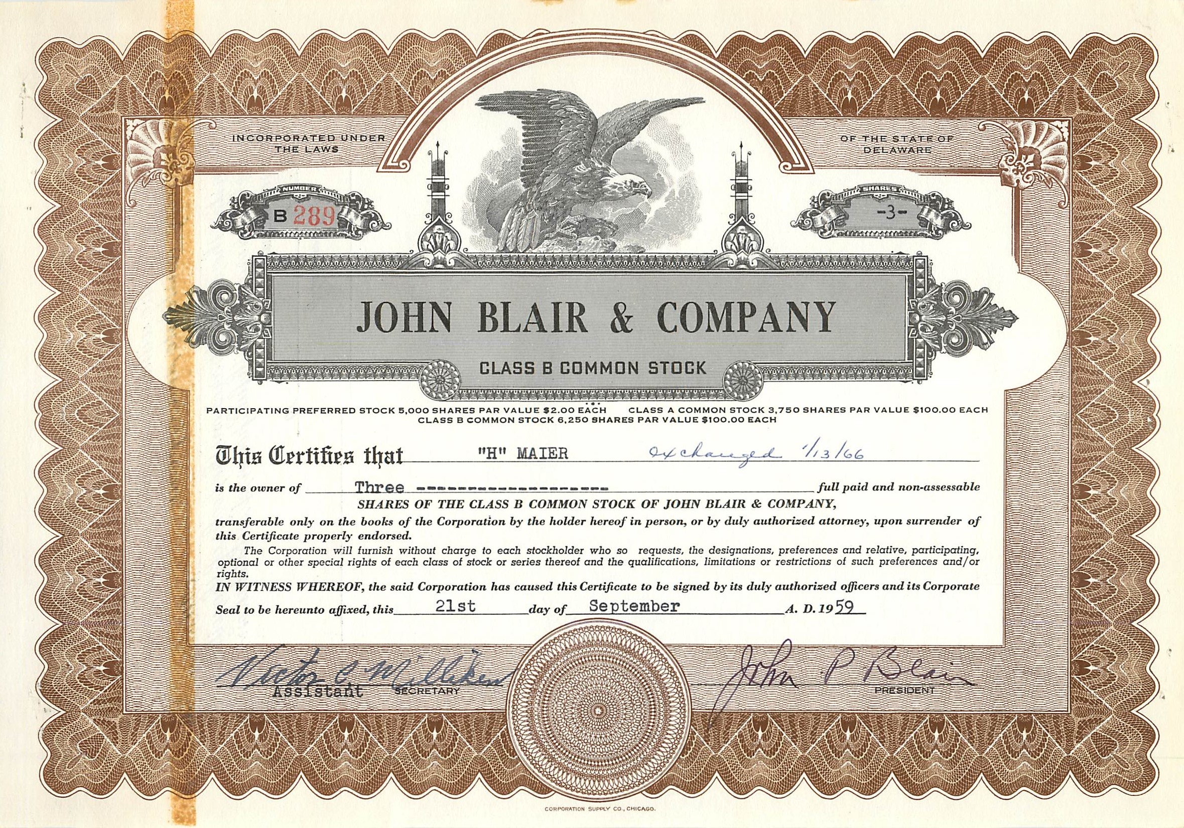 Coupon Share Action The John Blair & Company Eagle Aigle Oiseau