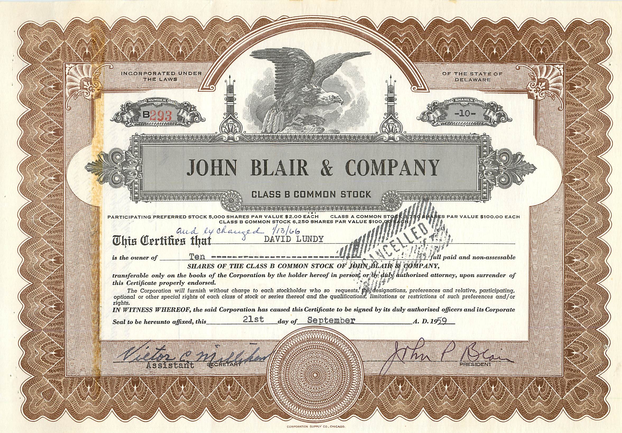 Coupon Share Action The John Blair & Company Eagle Aigle Oiseau