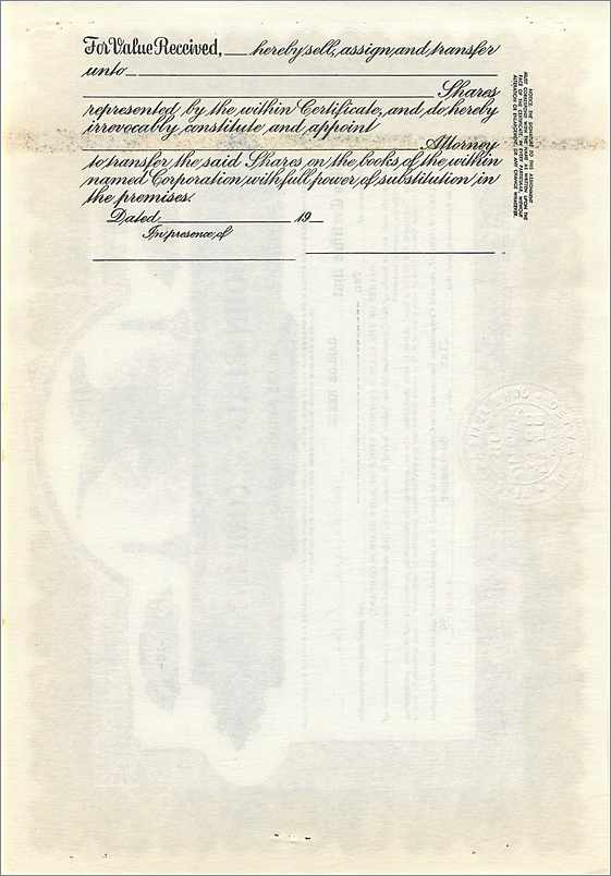 Certificat de parts de la société John Blair & Company — Delaware — n° B294 — Rückseite
