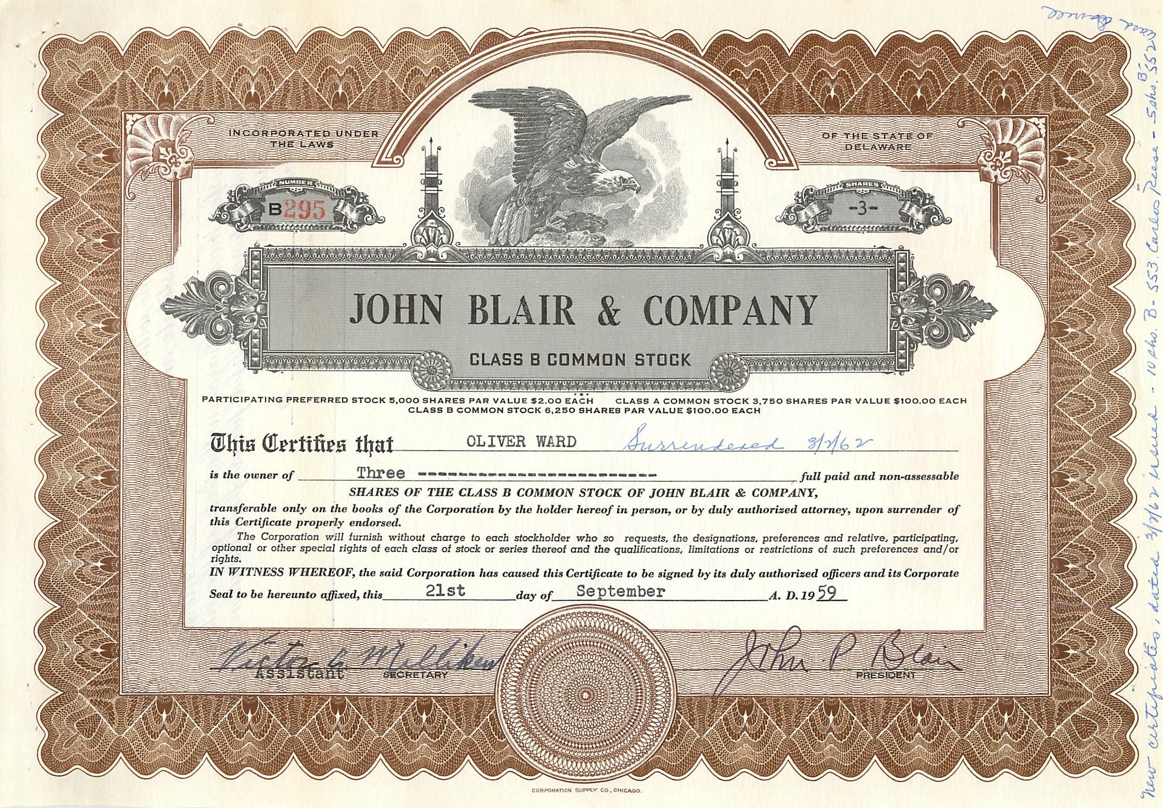 Coupon Share Action The John Blair & Company Eagle Aigle Oiseau