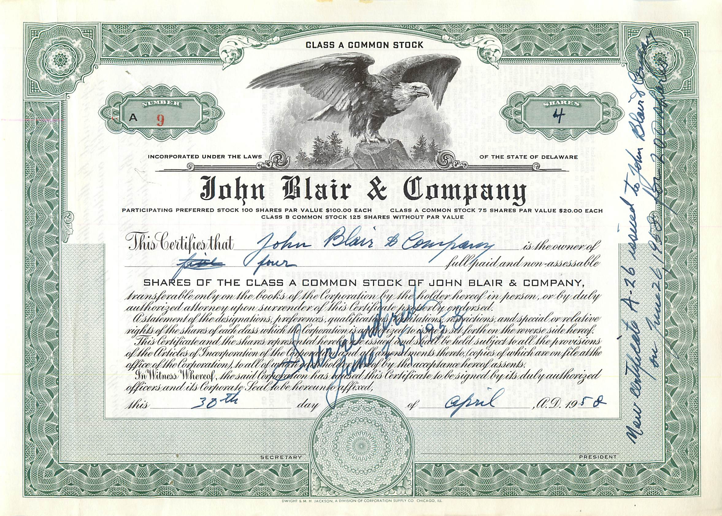 Coupon Share Action The John Blair & Company Eagle Aigle Oiseau