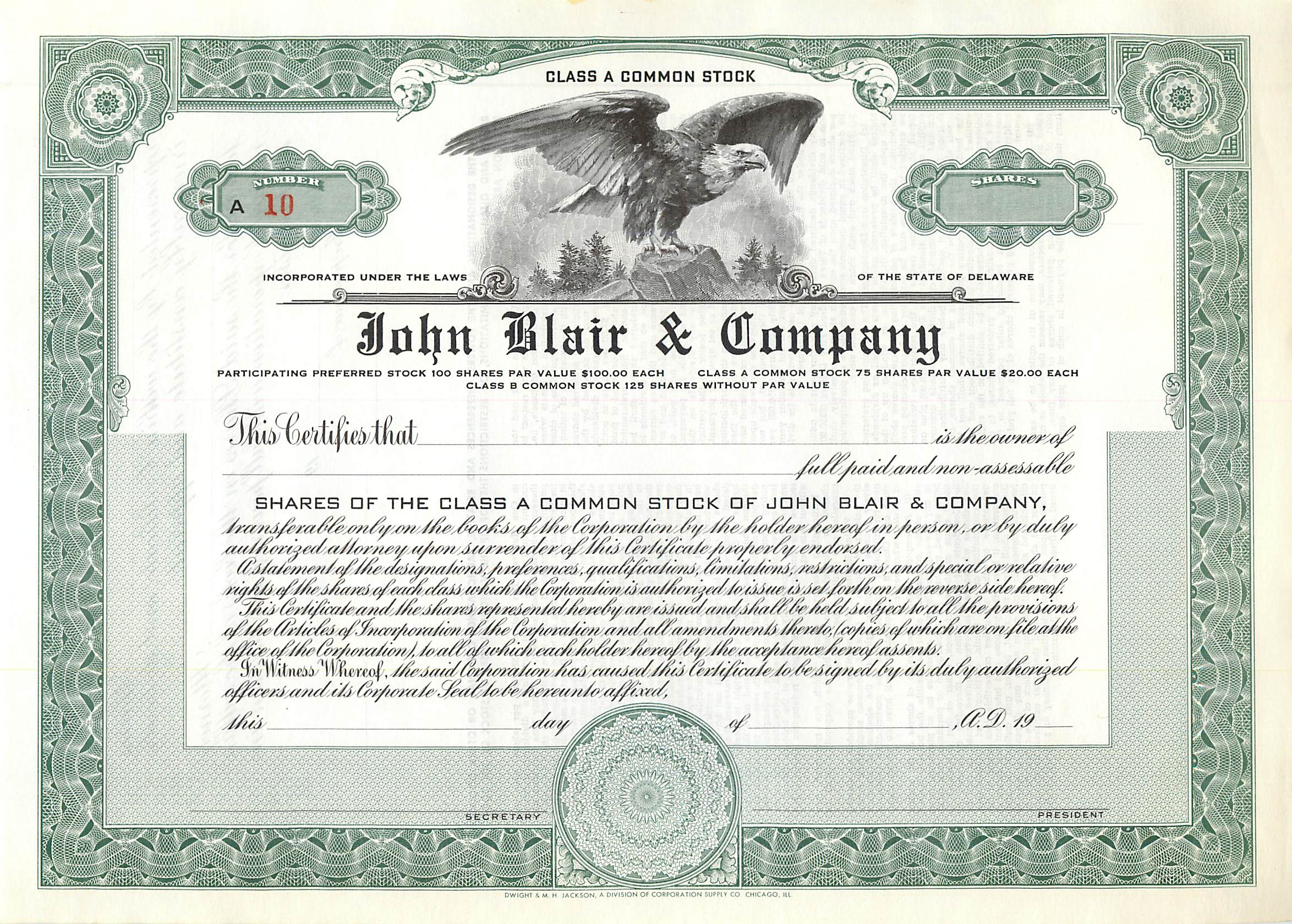 Coupon Share Action The John Blair & Company Eagle Aigle Oiseau