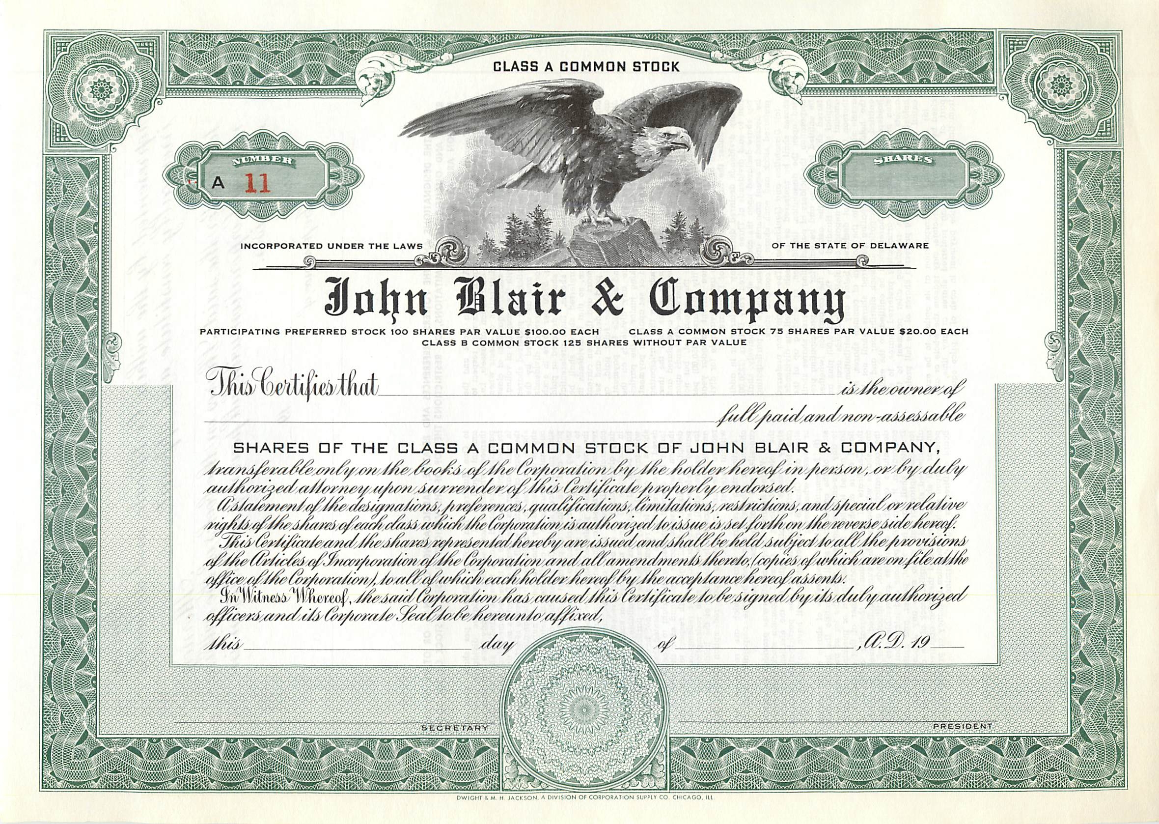 Coupon Share Action The John Blair & Company Eagle Aigle Oiseau