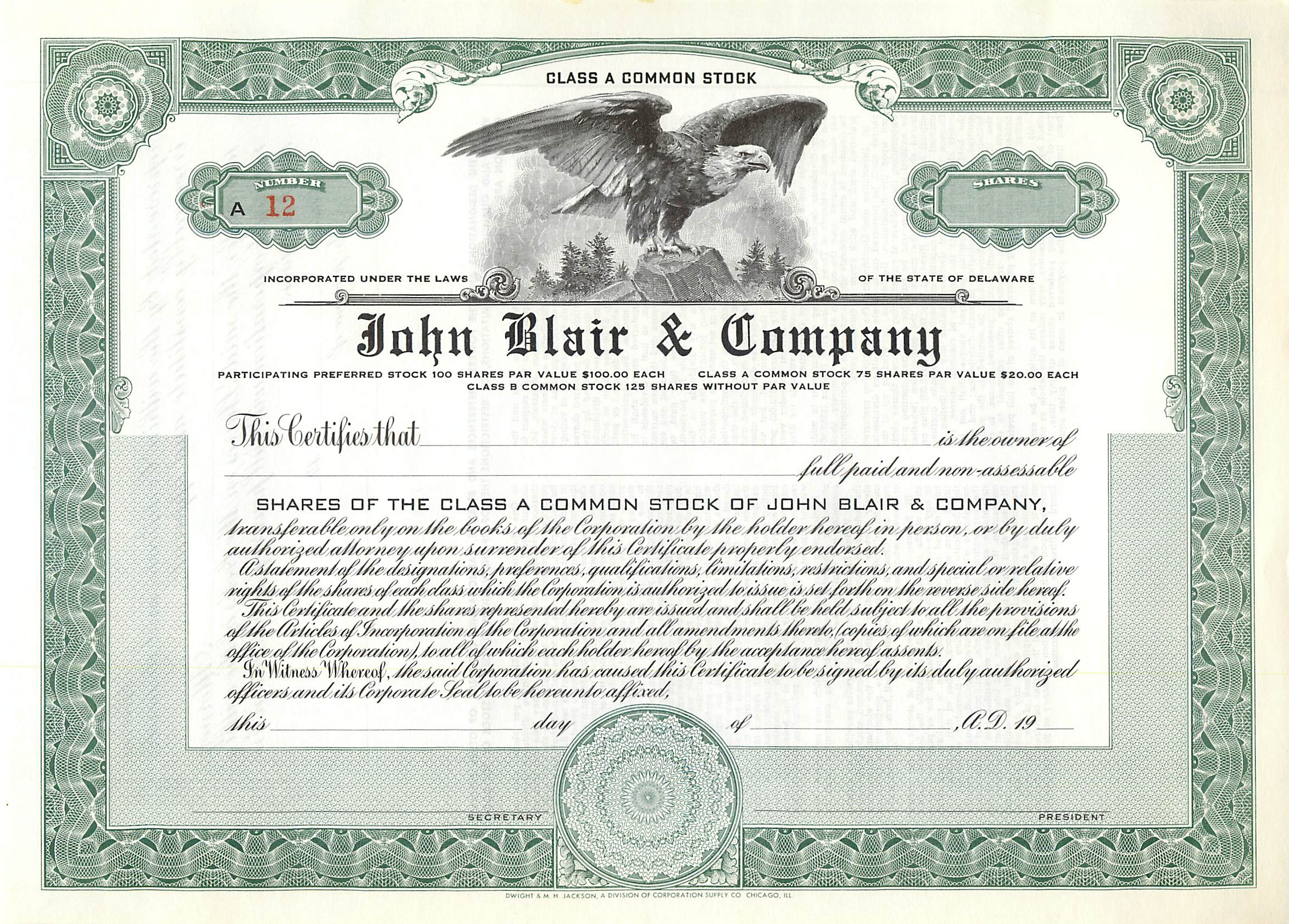 Coupon Share Action The John Blair & Company Eagle Aigle Oiseau