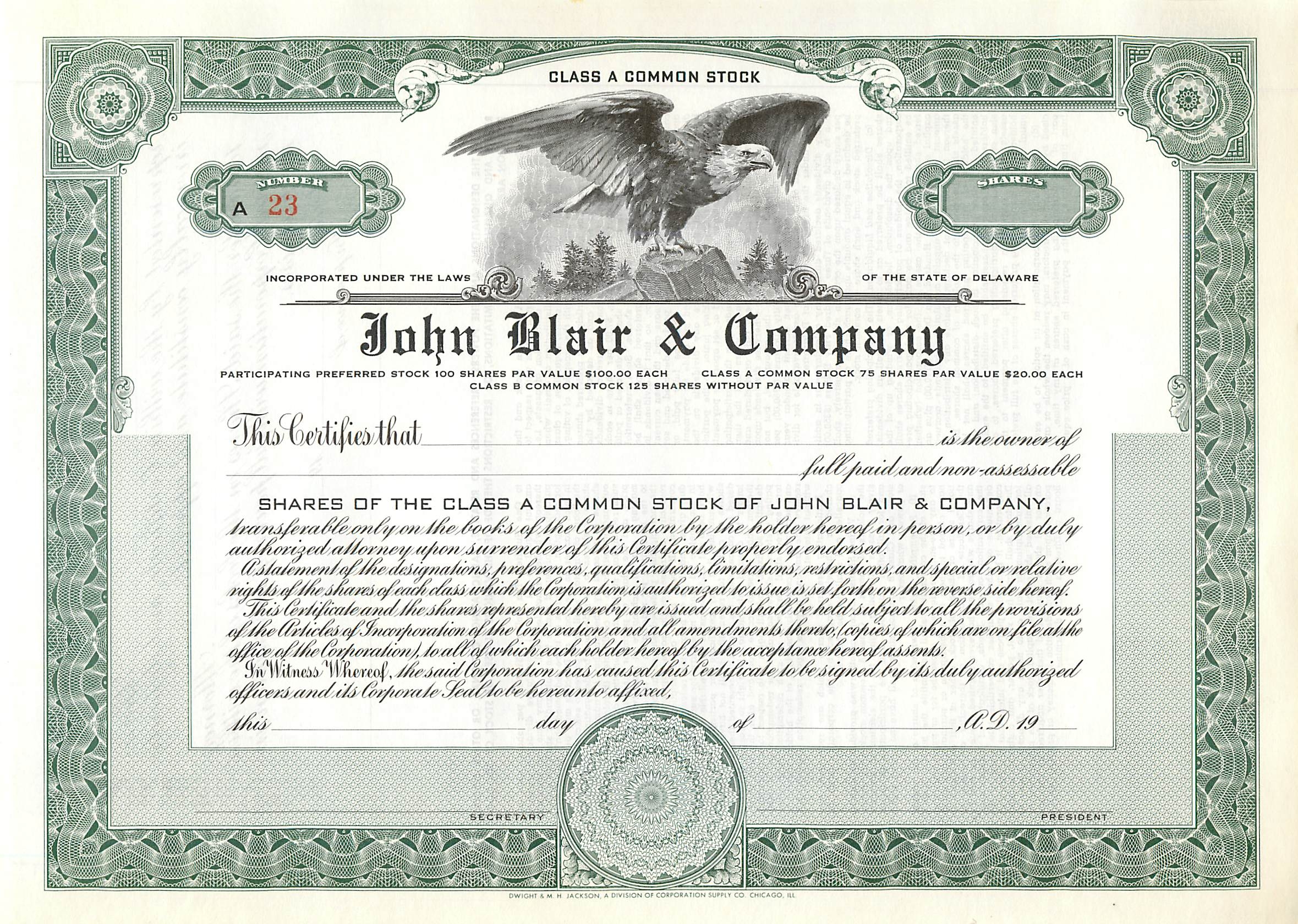 Coupon Share Action The John Blair & Company Eagle Aigle Oiseau
