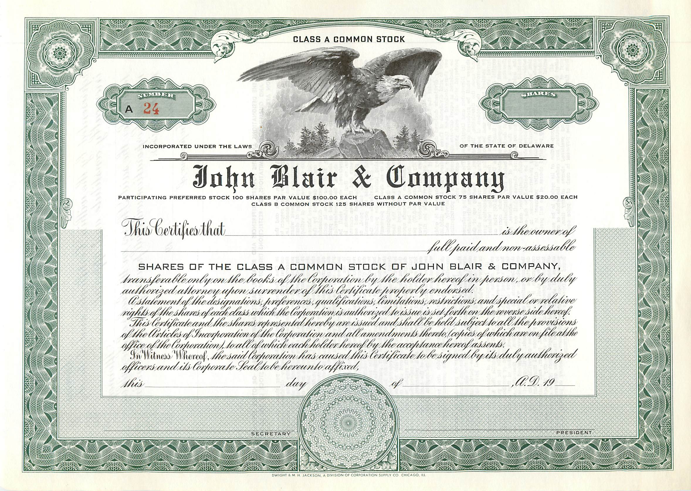 Coupon Share Action The John Blair & Company Eagle Aigle Oiseau