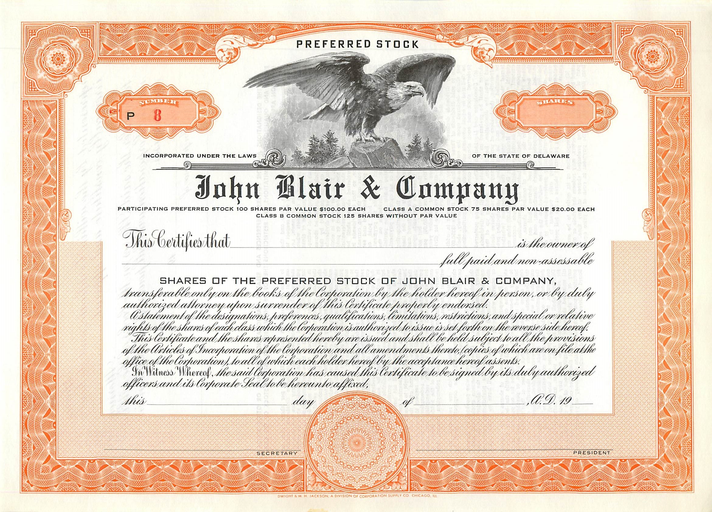 Coupon Share Action The John Blair & Company Eagle Aigle Oiseau