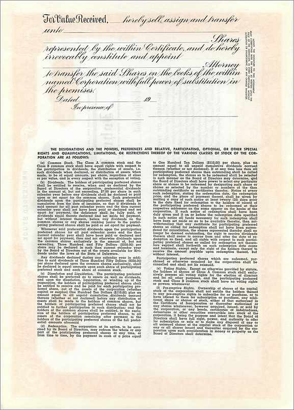 Coupon Share Action The John Blair & Company Eagle Aigle Oiseau — Verso