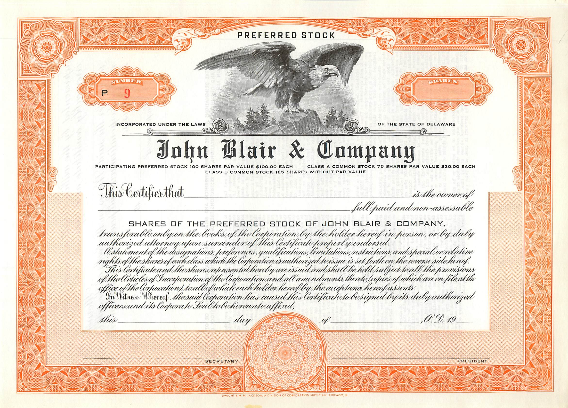 Coupon Share Action The John Blair & Company Eagle Aigle Oiseau