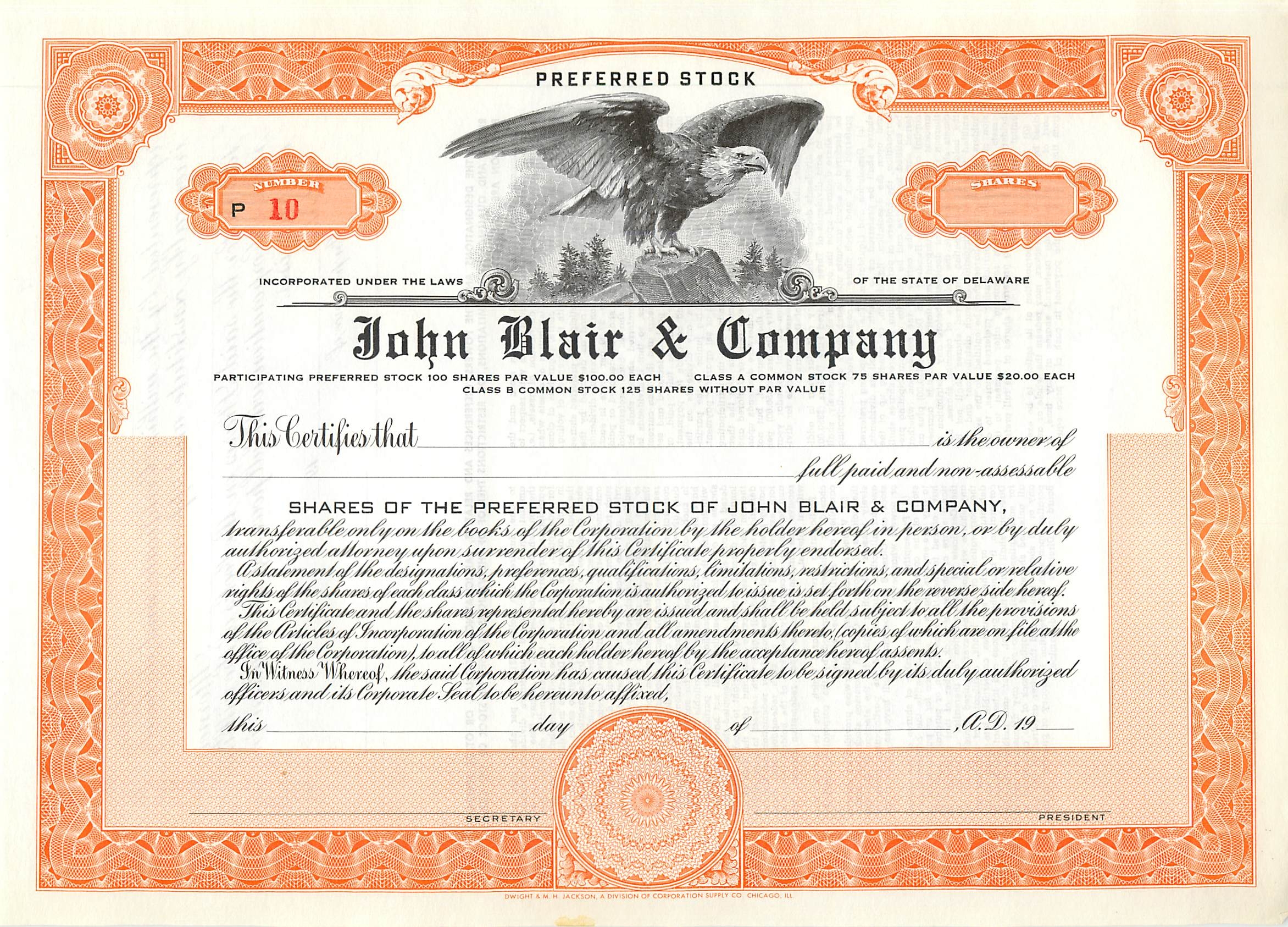 Coupon Share Action The John Blair & Company Eagle Aigle Oiseau