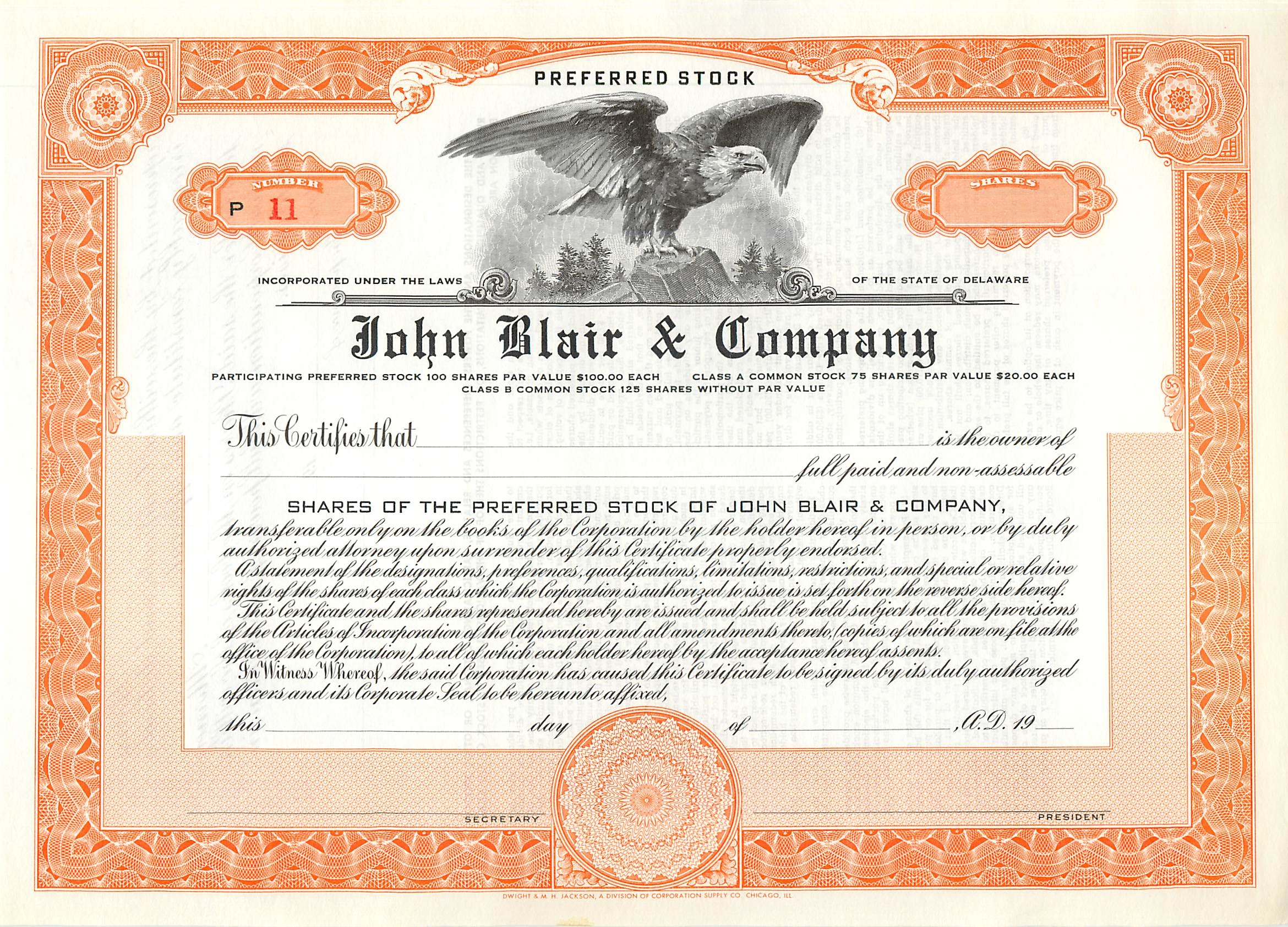 Coupon Share Action The John Blair & Company Eagle Aigle Oiseau