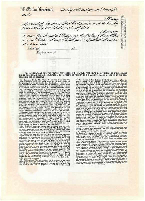 Coupon Share Action The John Blair & Company Eagle Aigle Oiseau — Verso