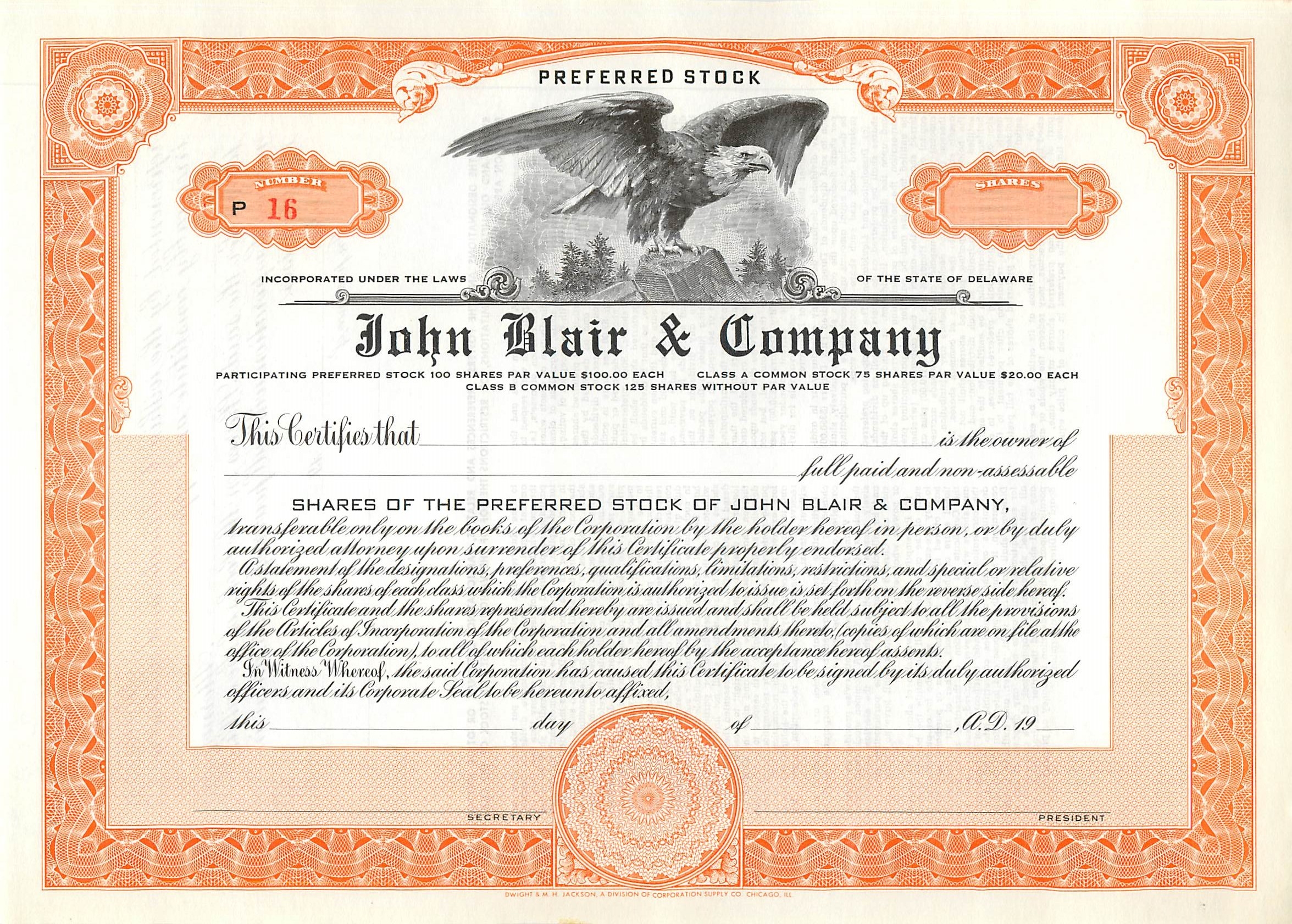 Coupon Share Action The John Blair & Company Eagle Aigle Oiseau