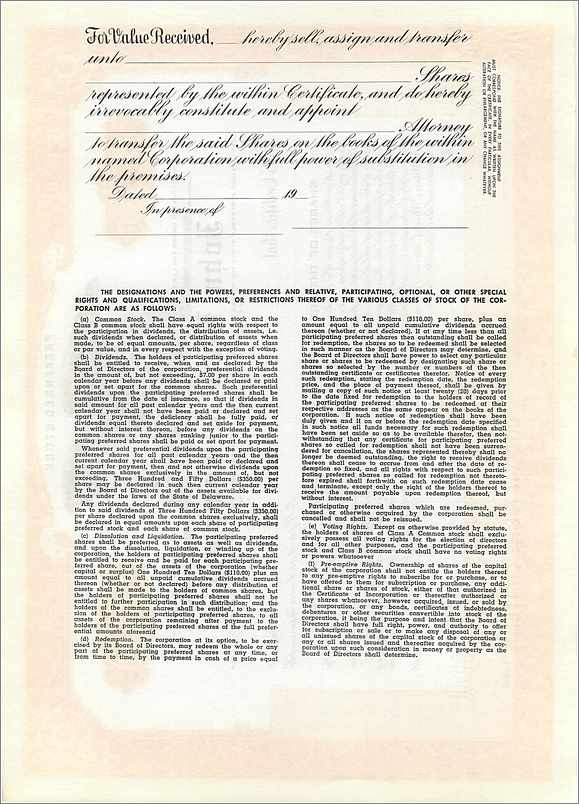 Coupon Share Action The John Blair & Company Eagle Aigle Oiseau — Verso