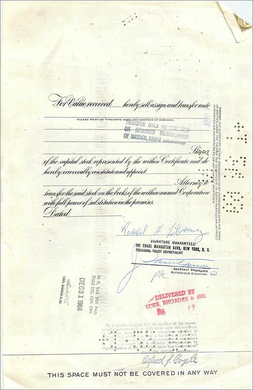 Action de la Great Atlantic & Pacific Tea Company — 100 actions — éditeur Morgan Guaranty Trust Company — Rückseite
