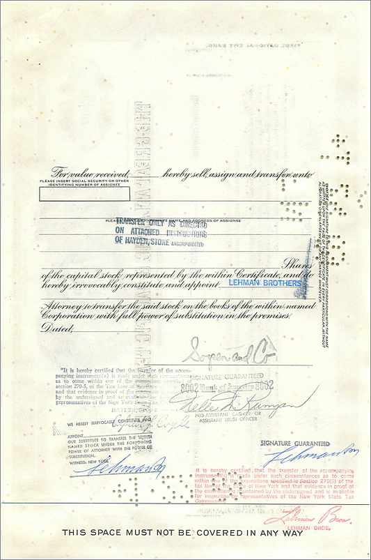 Action de la Great Atlantic & Pacific Tea Company — Sopen and Co. — n° 302802 — Rückseite