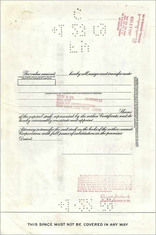 Acción de la Great Atlantic & Pacific Tea Company — 100 acciones — editor Morgan Guaranty Trust Company — Reverso