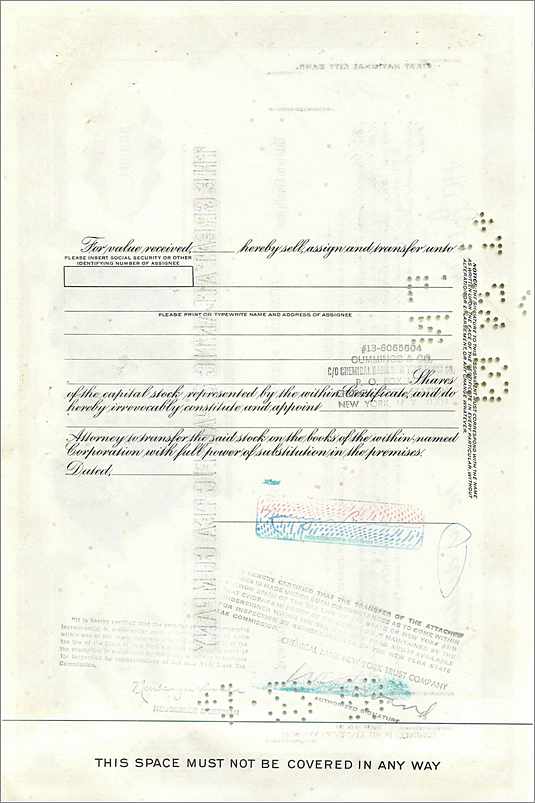 Azione della Great Atlantic & Pacific Tea Company — 100 azioni — editore American Bank Note Company — Verso