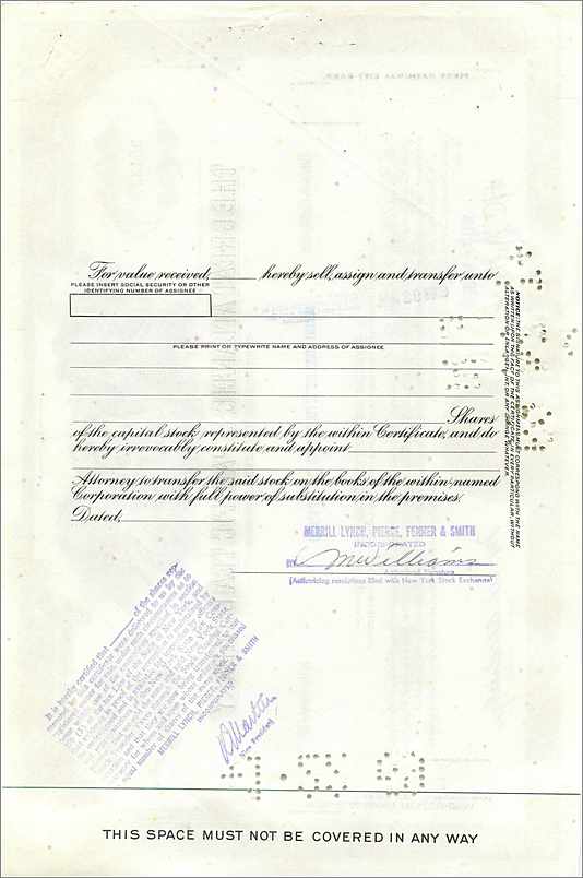 Action de la Great Atlantic & Pacific Tea Company — 100 actions — éditeur Morgan Guaranty Trust Company — Verso