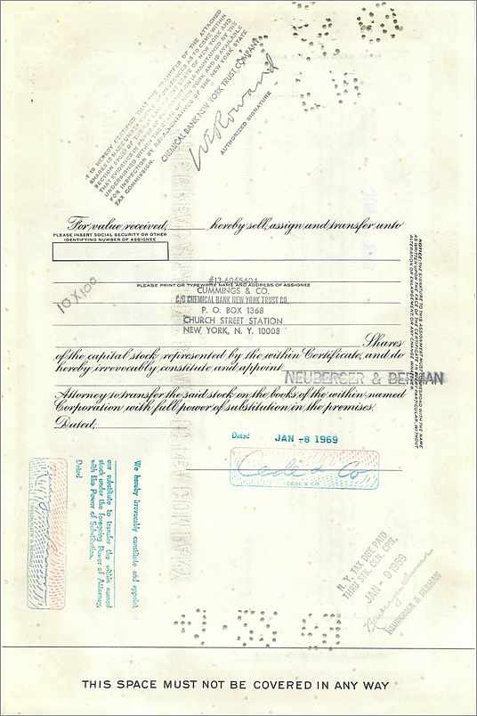 Acción de la Great Atlantic & Pacific Tea Company — 100 acciones — editor : Morgan Guaranty Trust Company — Reverso