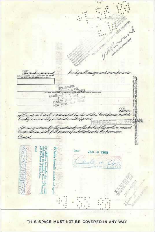 Action de la Great Atlantic & Pacific Tea Company — 100 actions — éditeur American Bank Note Company — Rückseite