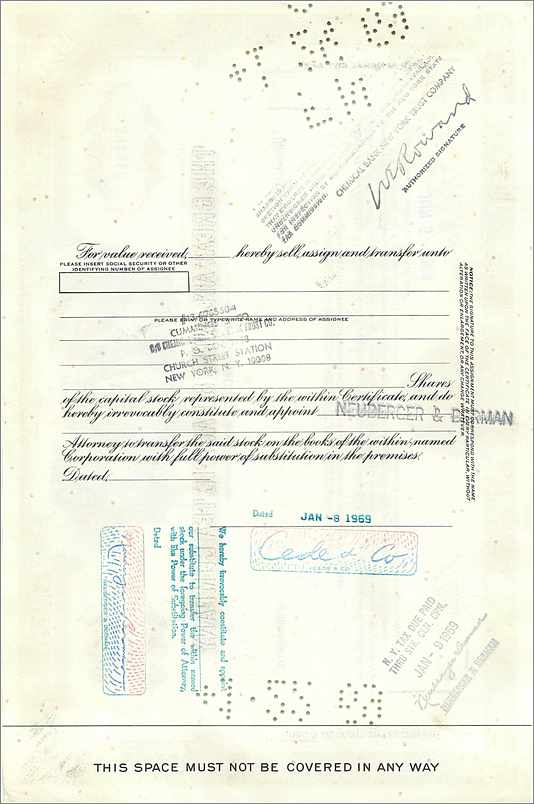 Certificato di 100 azioni della Great Atlantic & Pacific Tea Company — editore: American Bank Note Company — Verso