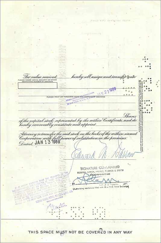 Certificado de acciones de la Great Atlantic & Pacific Tea Company — editor Morgan Guaranty Trust Company — Reverso