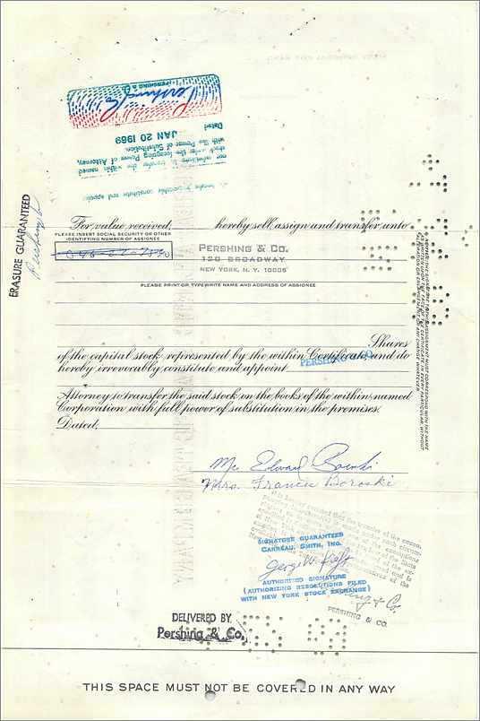 Certificato d'azione della Great Atlantic & Pacific Tea Company — editore Pershing & Co. e n° 0413978 — Verso