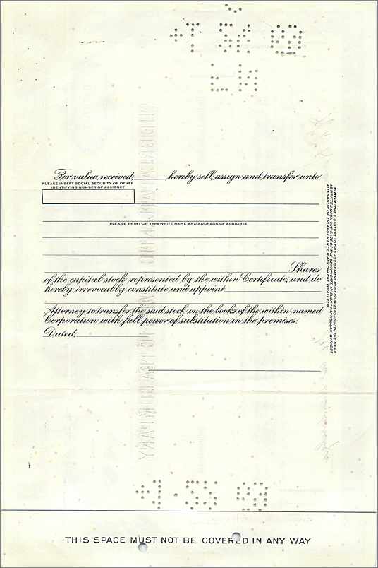 Action de la Great Atlantic & Pacific Tea Company — Mrs Katherine Keller Bulette — n° 0386703 — Rückseite