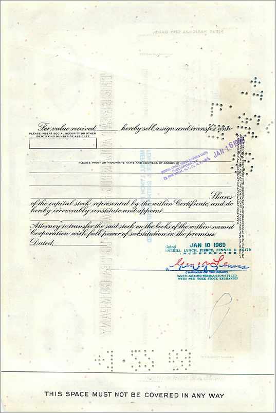 Certificat de parts de la Great Atlantic & Pacific Tea Company — Merrill Lynch Pierce Fenner & Smith Incorporated — Back