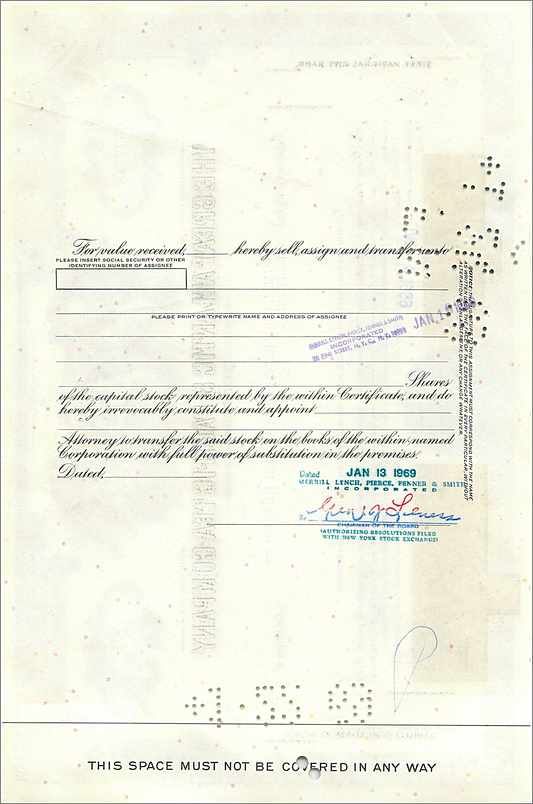 Certificat de parts de la Great Atlantic & Pacific Tea Company — Merrill Lynch Pierce Fenner & Smith — n° 0527748 — Rückseite