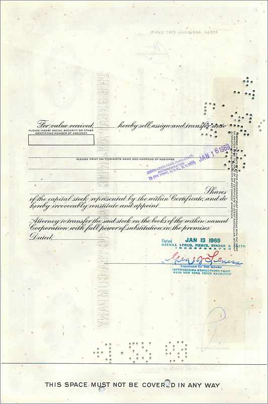 Certificat de parts de la Great Atlantic & Pacific Tea Company — série 0527733 — éditeur Morgan Guaranty Trust Company — Back