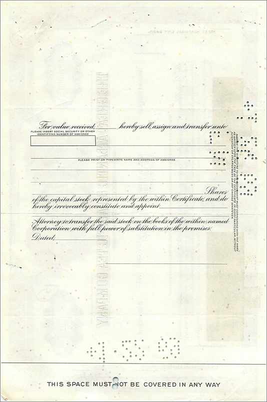 Akcje Great Atlantic & Pacific Tea Company — 33 akcje — wydawca First National City Bank — Rewers