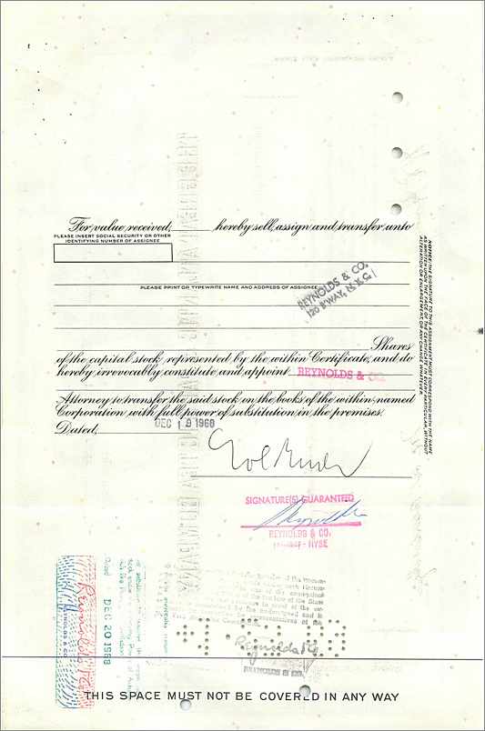 Action de la Great Atlantic & Pacific Tea Company — Sol Brody — n° 0386604 — Rückseite