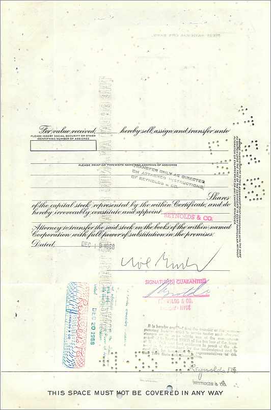 Action de la Great Atlantic & Pacific Tea Company — 3 actions — éditeur Morgan Guaranty Trust Company — Rückseite