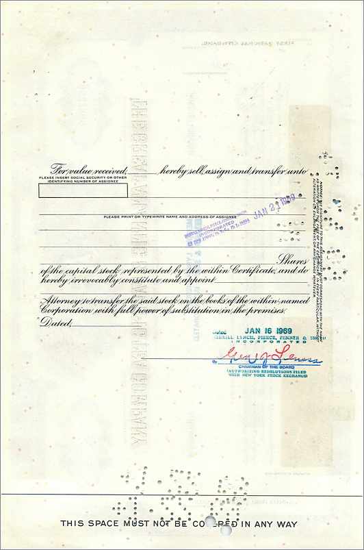 Azione della Great Atlantic & Pacific Tea Company — certificato di 80 azioni — editore Morgan Guaranty Trust Company — Verso