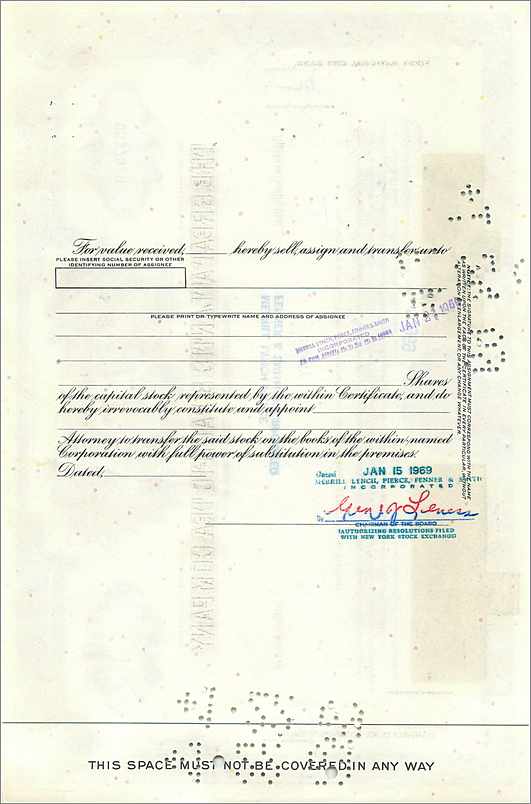 Certificado de acciones de la Great Atlantic & Pacific Tea Company — serie 0527919 — editor Merrill Lynch Pierce Fenner & Smith Incorporated — Reverso