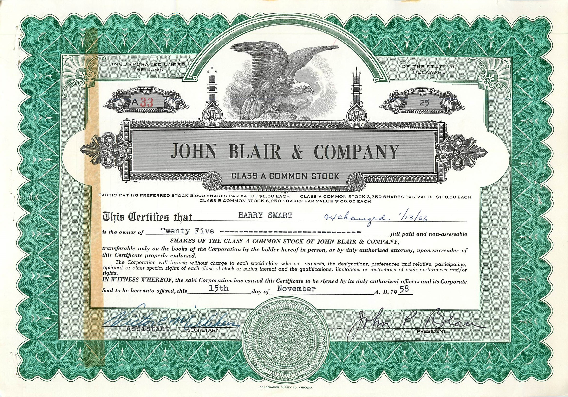 Coupon Share Action The John Blair & Company Eagle Aigle Oiseau