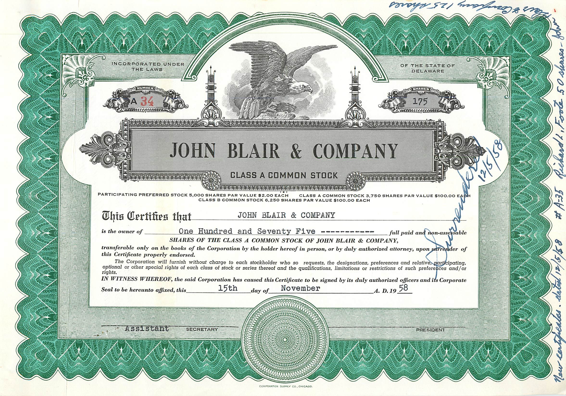 Coupon Share Action The John Blair & Company Eagle Aigle Oiseau