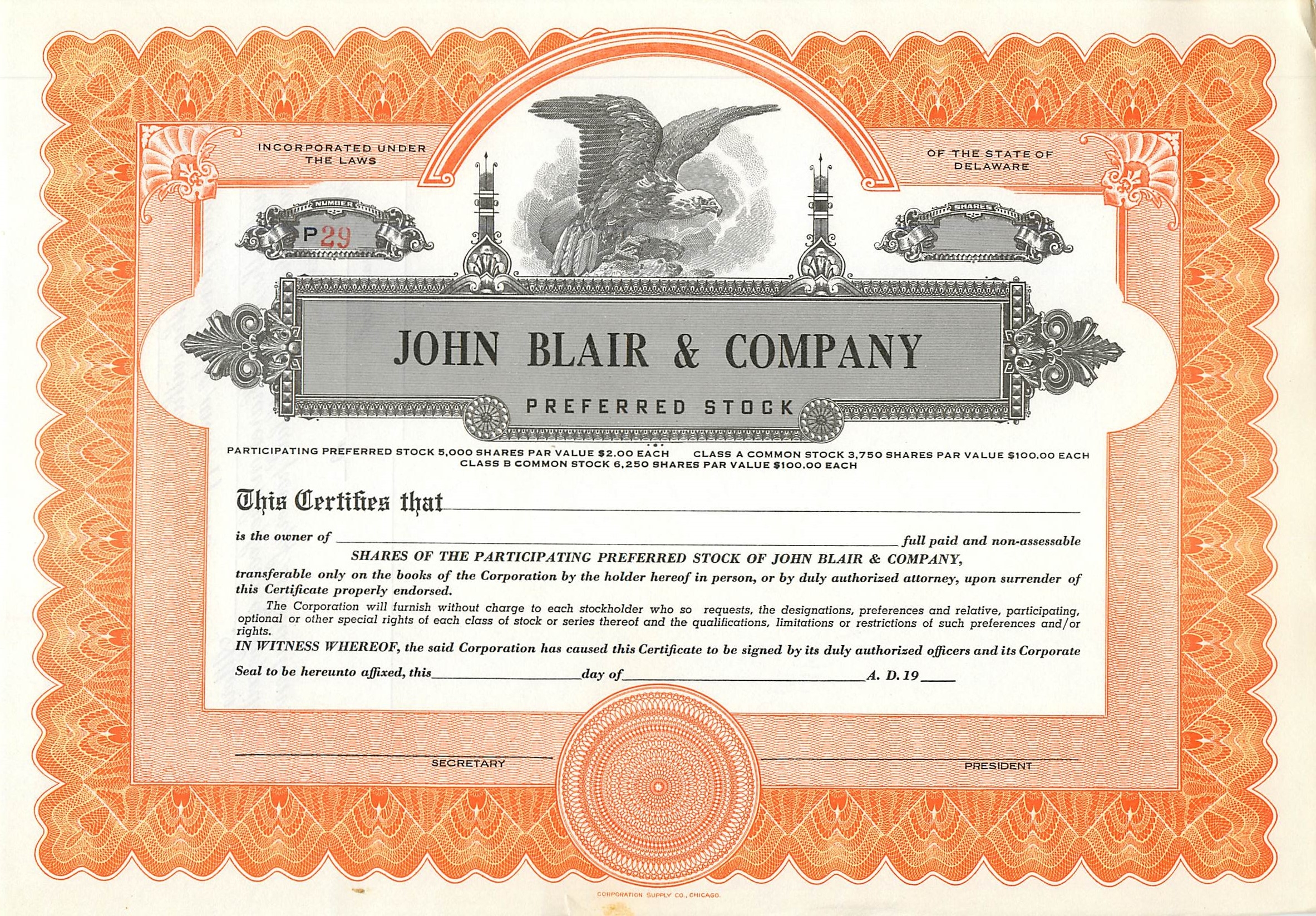 Coupon Share Action The John Blair & Company Eagle Aigle Oiseau